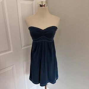 Y2K NAVY HOLLISTER CO. STRAPLESS BABY DOLL MINI DRESS